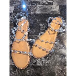 Madden girl 8.5 women's clear pvc studded strappy sandals